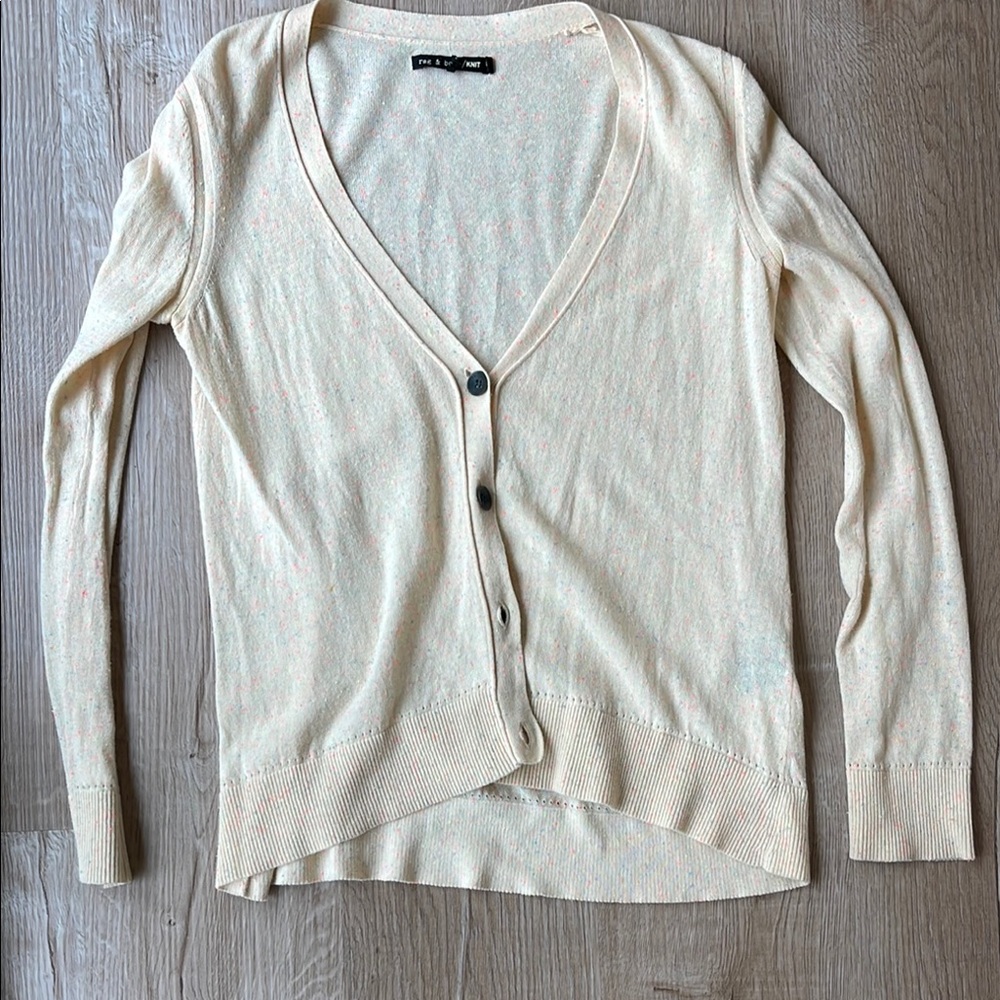 rag & bone Cream Cardigan Sweater Lightweight Knit
